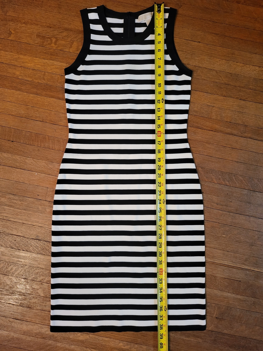 MICHAEL Michael Kors Black & White Striped Sleeveless Midi Sheath Dress - Picture 6 of 8
